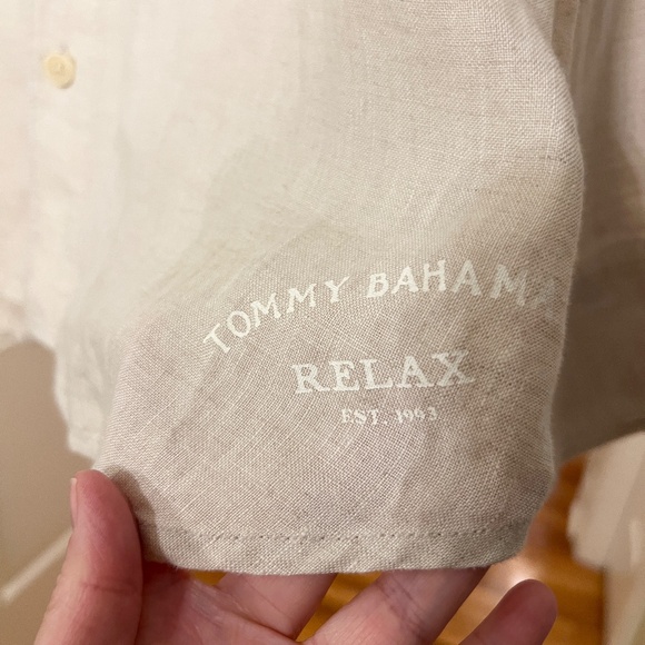 NWOT Men's Tommy Bahama Relax Long Sleeve Linen Shirt in Natural Tan Size LARGE - Picture 4 of 4